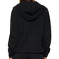 Calvin Klein Moletom Feminino com Capuz e Zíper 1/2 Tingido na Cor Preto Tamanho X-G