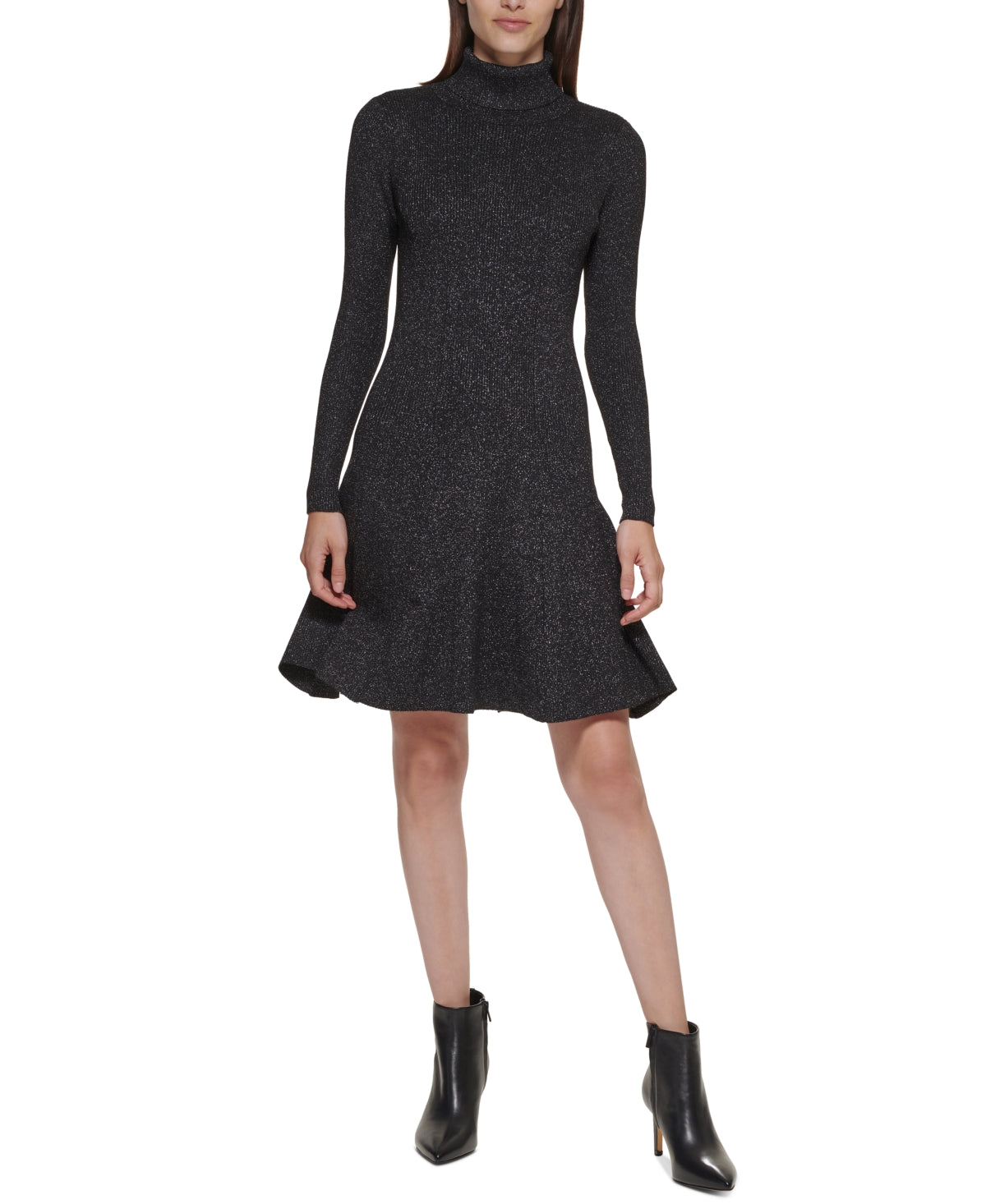 calvin-klein-womens-mock-neck-sweater-dress-black-size-medium