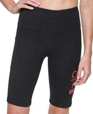 Calvin Klein Women's Split Logo High Waist Biker Shorts Pink Size Large