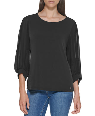 Blusa Calvin Klein Feminina Gola Redonda Transparente Preta Tamanho X-S