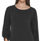 Blusa Calvin Klein Feminina Gola Redonda Transparente Preta Tamanho X-S
