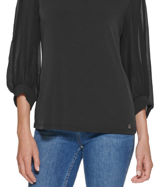 Blusa Calvin Klein Feminina Gola Redonda Transparente Preta Tamanho X-S