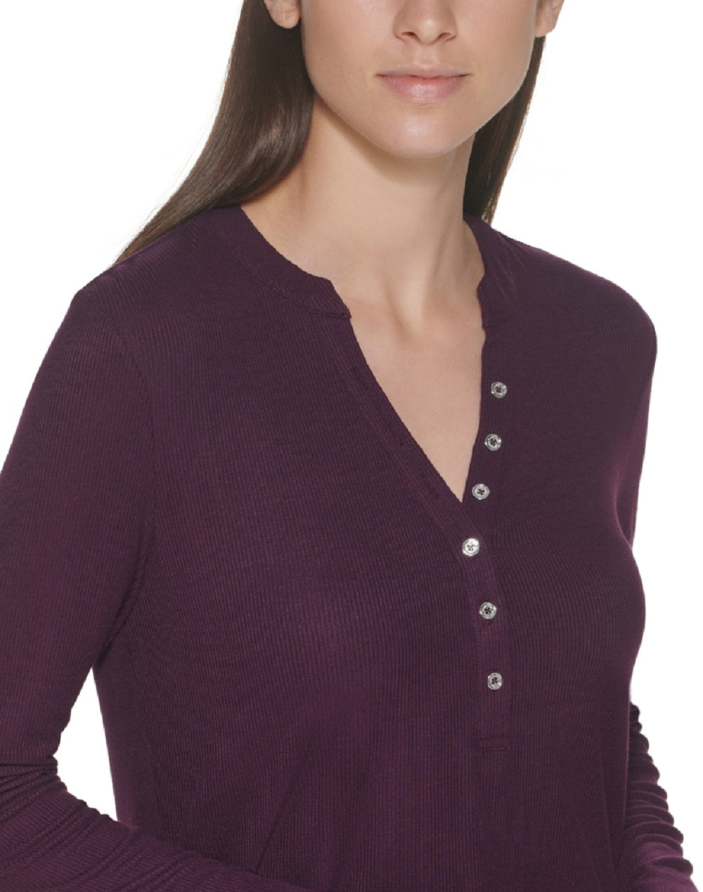 Calvin Klein Manga Longa Henley Roxo Tamanho X-G