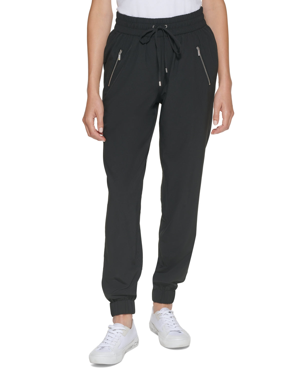 Calça jogger feminina Calvin Klein Tech Stretch preta tamanho grande