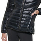 Casaco acolchoado com capuz Calvin Klein feminino, preto, tamanho pequeno
