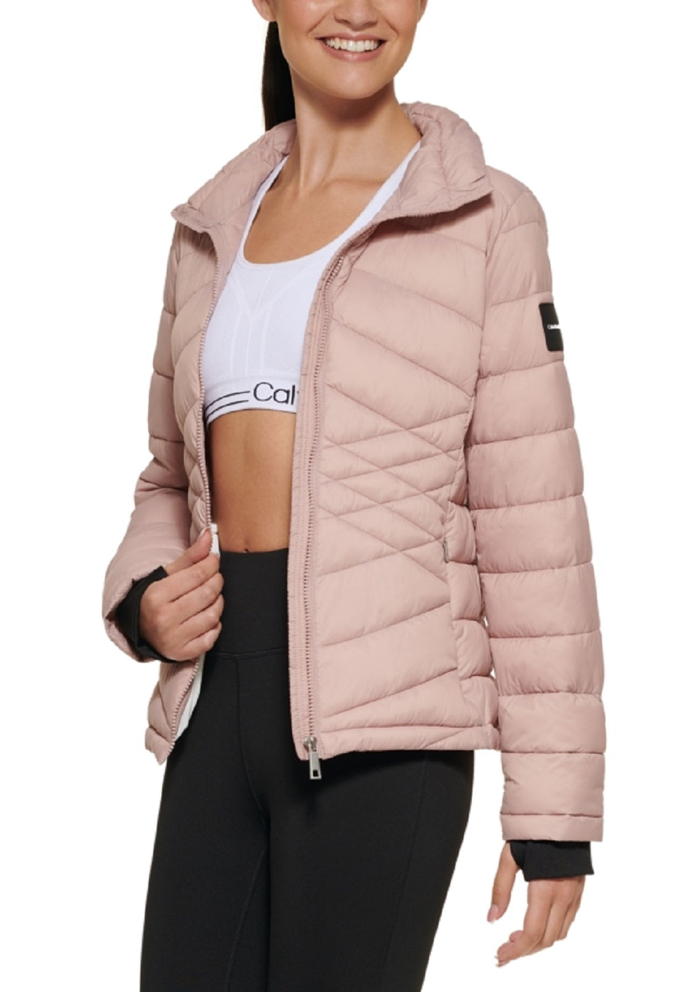Jaqueta Puffer Feminina Calvin Klein Rosa Tamanho XS