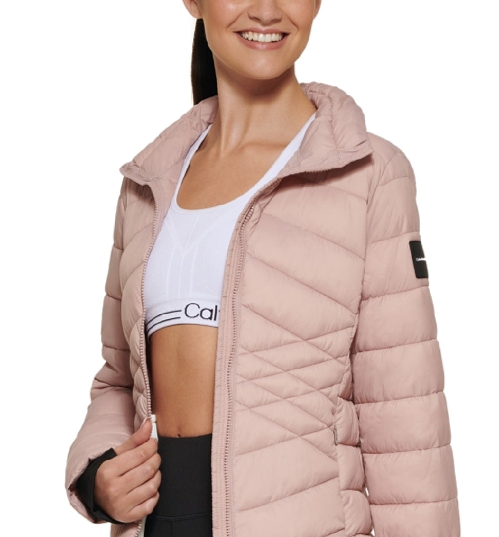 Jaqueta Puffer Feminina Calvin Klein Rosa Tamanho XS