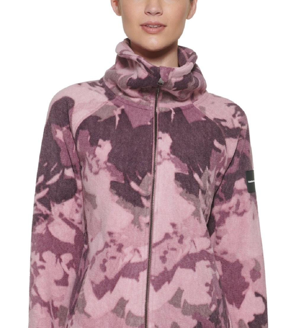 Calvin Klein Moletom Feminino Gola Falsa com Zíper Marrom Tamanho Grande