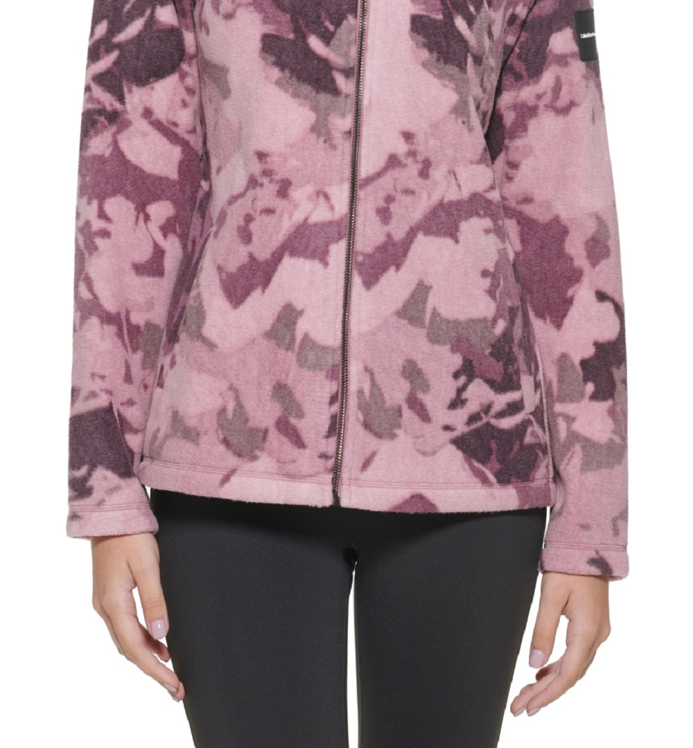 Calvin Klein Moletom Feminino Gola Falsa com Zíper Marrom Tamanho Grande