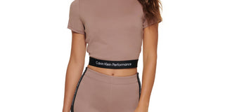 Calvin Klein Women's Minimal Logo Tape High Waisted Leggings Pink Size XL