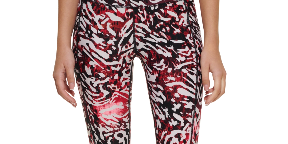 Calça legging feminina Calvin Klein Performance estampada cintura alta vermelha tamanho M