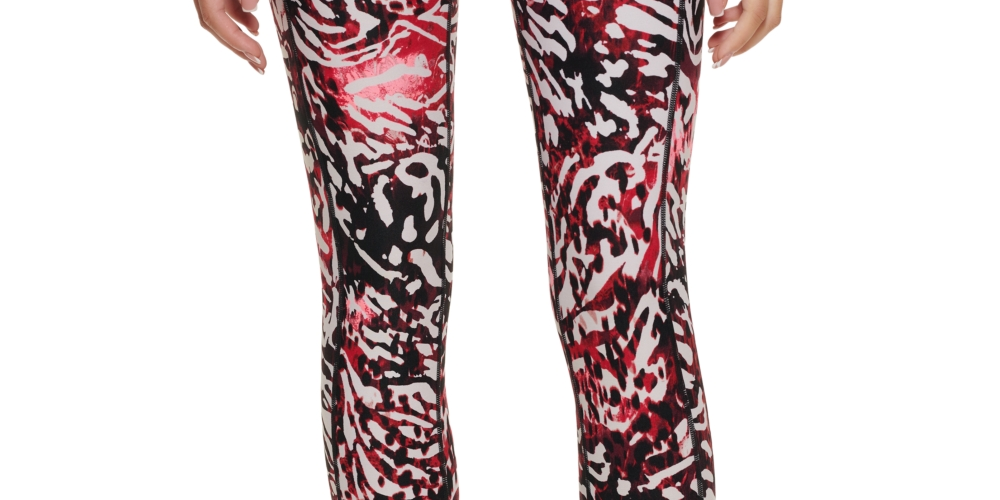 Calça legging feminina Calvin Klein Performance estampada cintura alta vermelha tamanho M