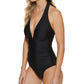 Maiô feminino Tommy Hilfiger Tummy Control, preto, tamanho 8