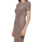 Vestido curto de camurça Scuba da Calvin Klein feminino, marrom, tamanho 12