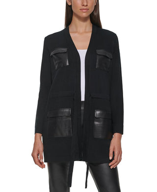 Suéter Calvin Klein Feminino com Bolso em Couro Sintético Preto Tamanho Grande