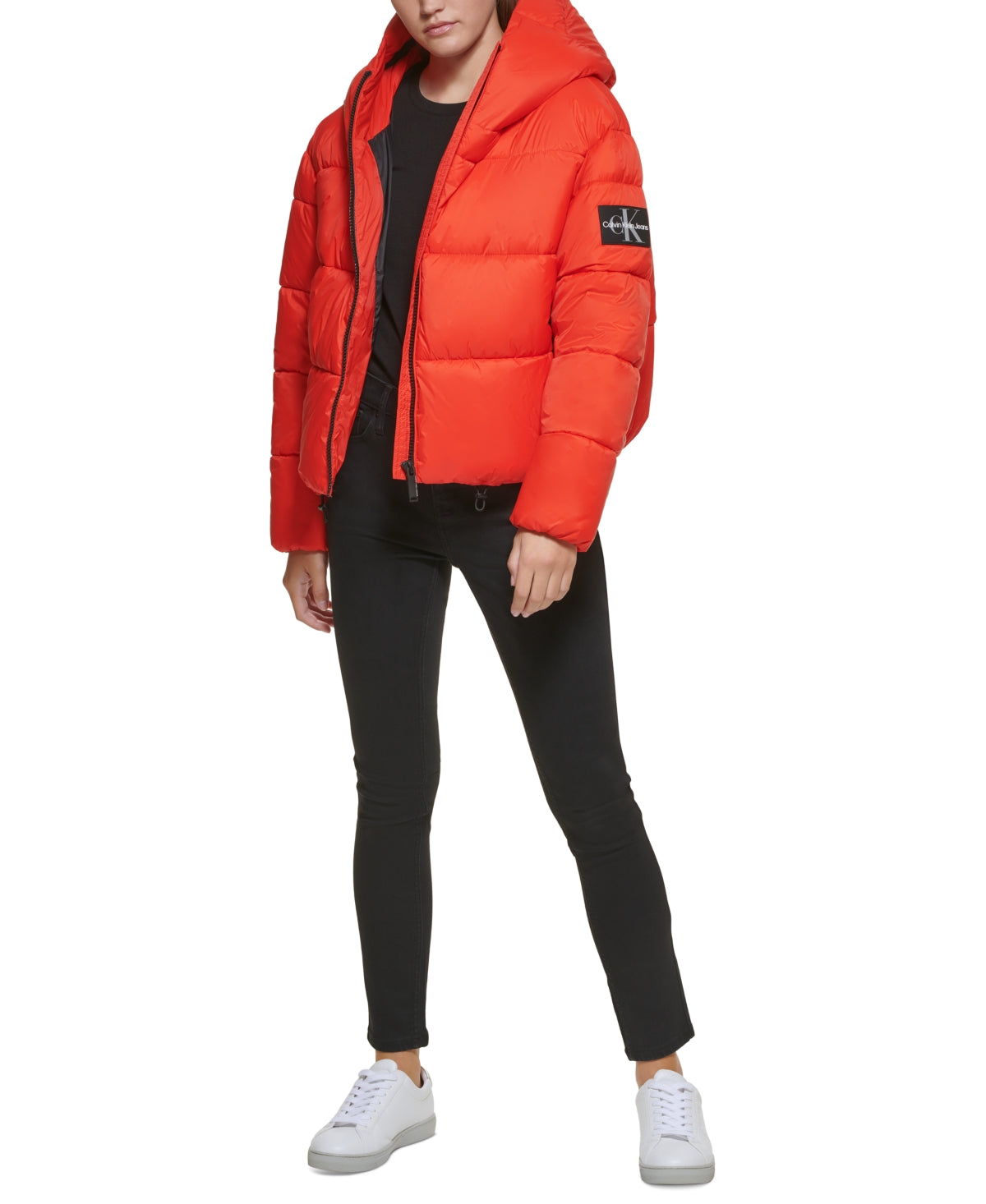 Jaqueta Puffer Boxy Feminina Calvin Klein Vermelha Tamanho Grande