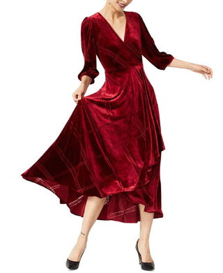 Calvin Klein Women's Burnout Velvet Maxi Dress Red Size 10