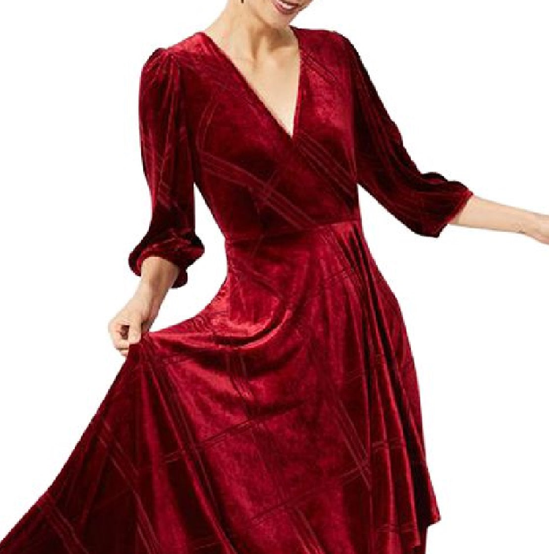 Vestido longo Calvin Klein Burnout Velvet feminino, vermelho, tamanho 10