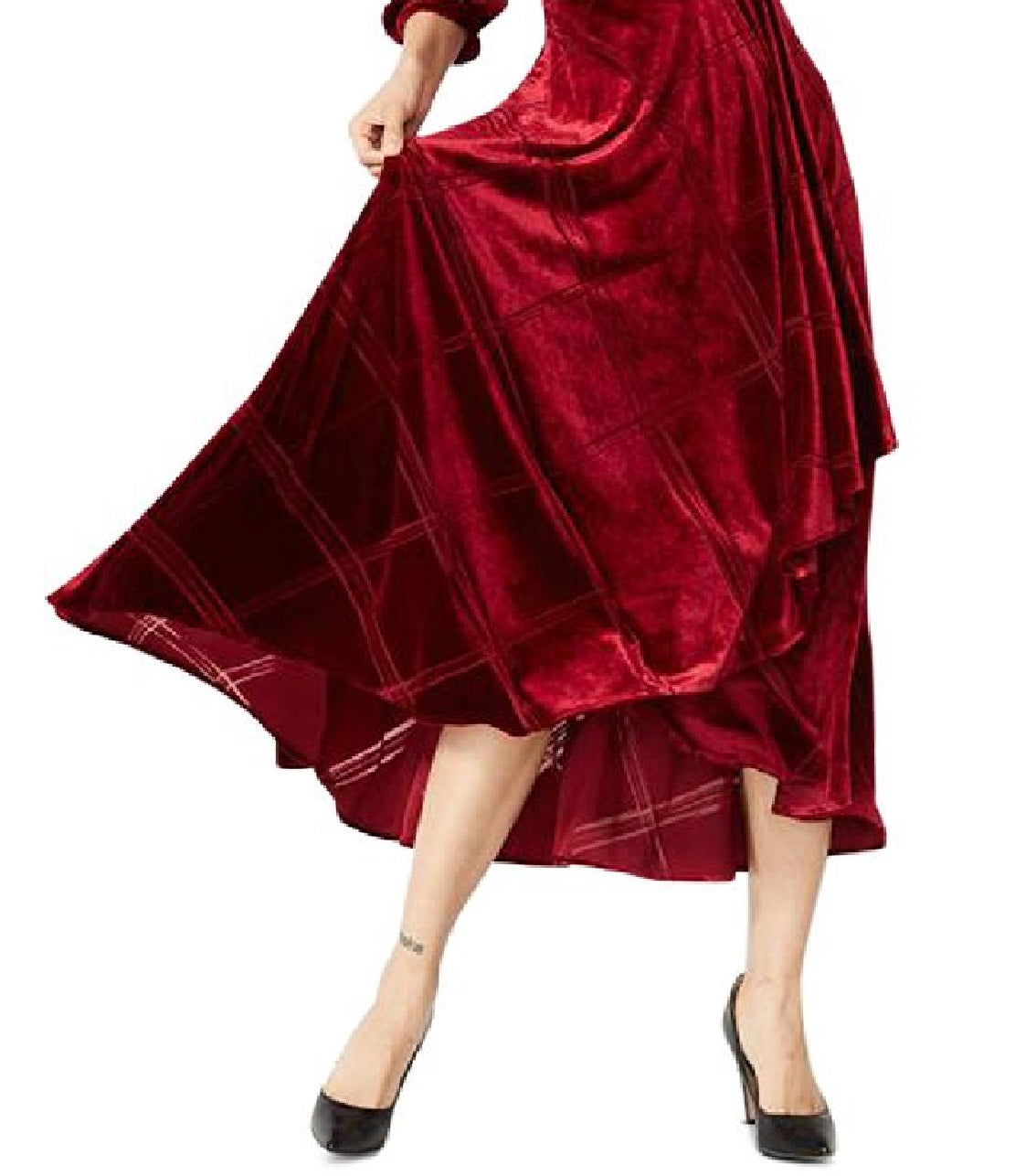 Vestido longo Calvin Klein Burnout Velvet feminino, vermelho, tamanho 10