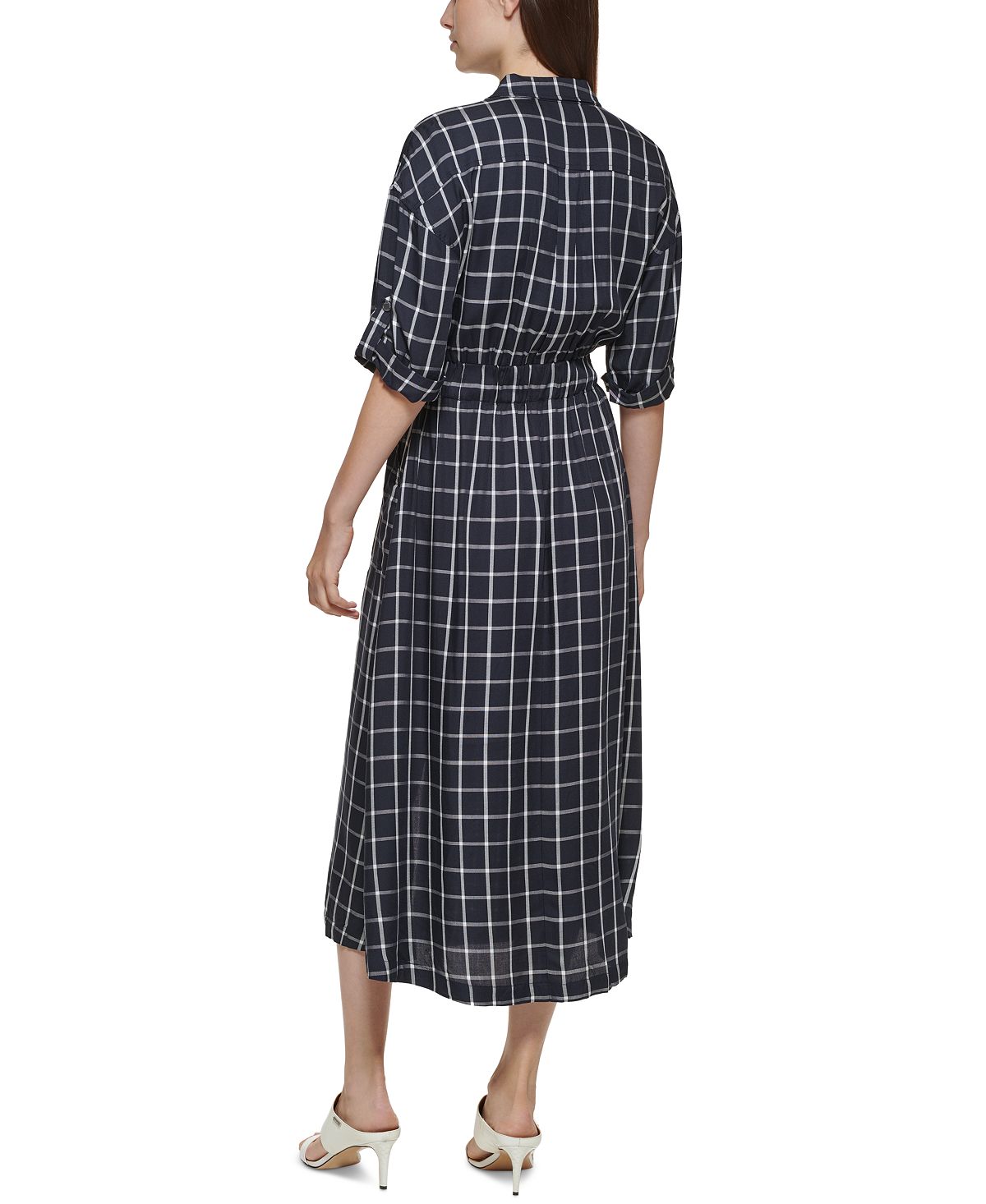 Calvin Klein Camisa Xadrez Feminina Branca Tamanho 12