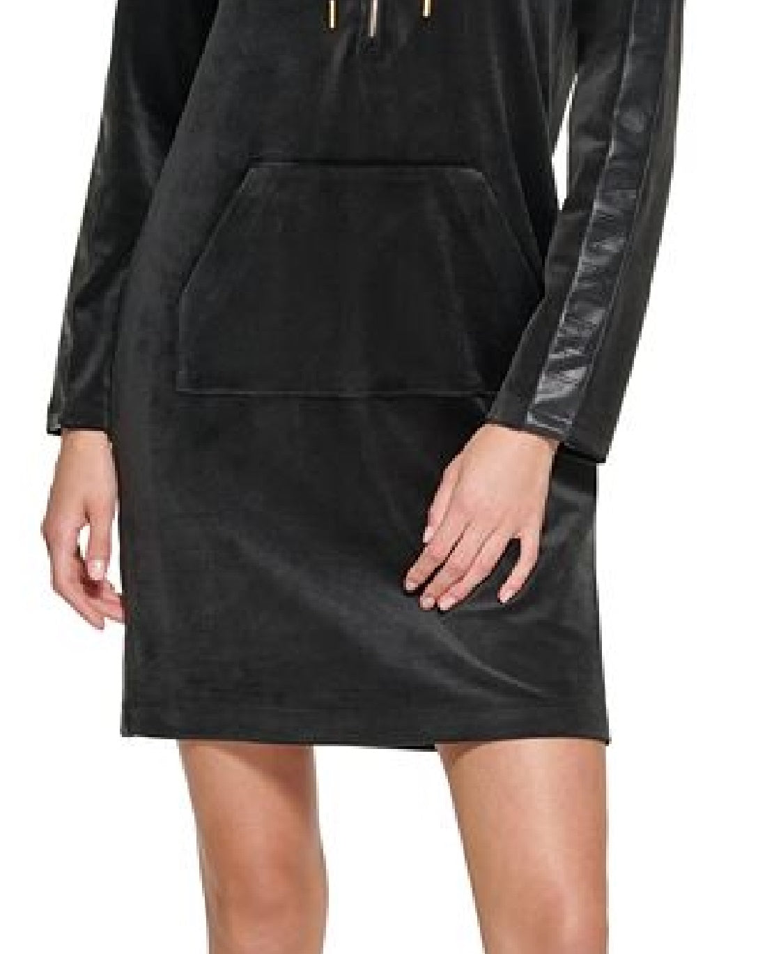 Vestido Calvin Klein Feminino com Capuz e Zíper Frontal Preto Tamanho Grande