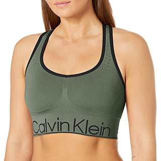 Sutiã esportivo Calvin Klein feminino de impacto médio, verde, tamanho pequeno