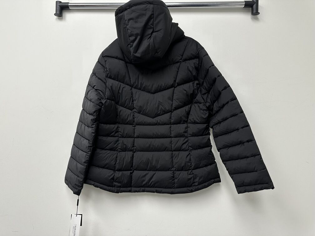 Calvin Klein Petite Fleece-Forrado Anorak com Capuz Capa de Chuva Feminina Preta Tamanho Petite XXL