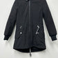 Calvin Klein Feminino Petite Fleece-Forrado Anorak com Capuz Capa de Chuva Preta Tamanho Petite XXS