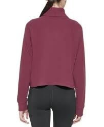 Suéter curto Calvin Klein feminino com gola alta canelada, roxo, tamanho GG