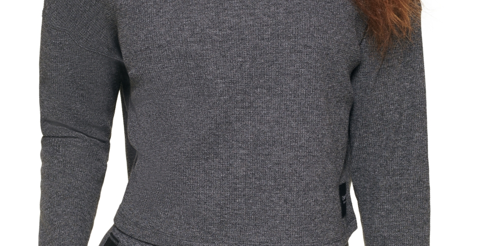 Calvin Klein Feminino Manga Longa Gola Alta Cinza Tamanho X-S