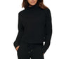 Calvin Klein Feminino Manga Longa Gola Alta Preta Tamanho XX-G