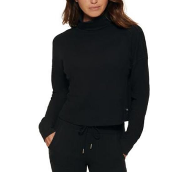 Calvin Klein Feminino Manga Longa Gola Alta Preta Tamanho XX-G