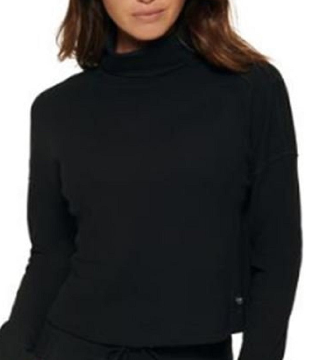 Calvin Klein Feminino Manga Longa Gola Alta Preta Tamanho XX-G