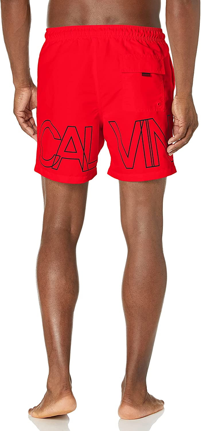 Calção de banho masculino Calvin Klein Volley vermelho tamanho XL