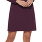 Vestido curto Calvin Klein feminino, decote careca, manga comprida, com zíper, elástico, amarração no pescoço, crepe, roxo, tamanho 12, pequeno