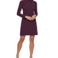 Vestido curto Calvin Klein feminino, decote careca, manga comprida, com zíper, elástico, amarração no pescoço, crepe, roxo, tamanho 12, pequeno