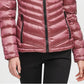 Casaco acolchoado com capuz Calvin Klein feminino, dobrável, brilhante, rosa, tamanho médio