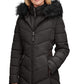 Casaco acolchoado com capuz e acabamento em pele sintética Calvin Klein feminino, preto, tamanho extragrande