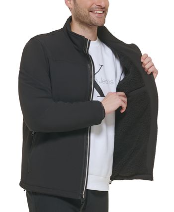 Jaqueta Calvin Klein Masculina Clássica Soft Shell com Forro Sherpa, Preta, Tamanho XX-G