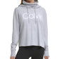 Calvin Klein Moletom com capuz feminino com logo e cobertura facial cinza, tamanho médio