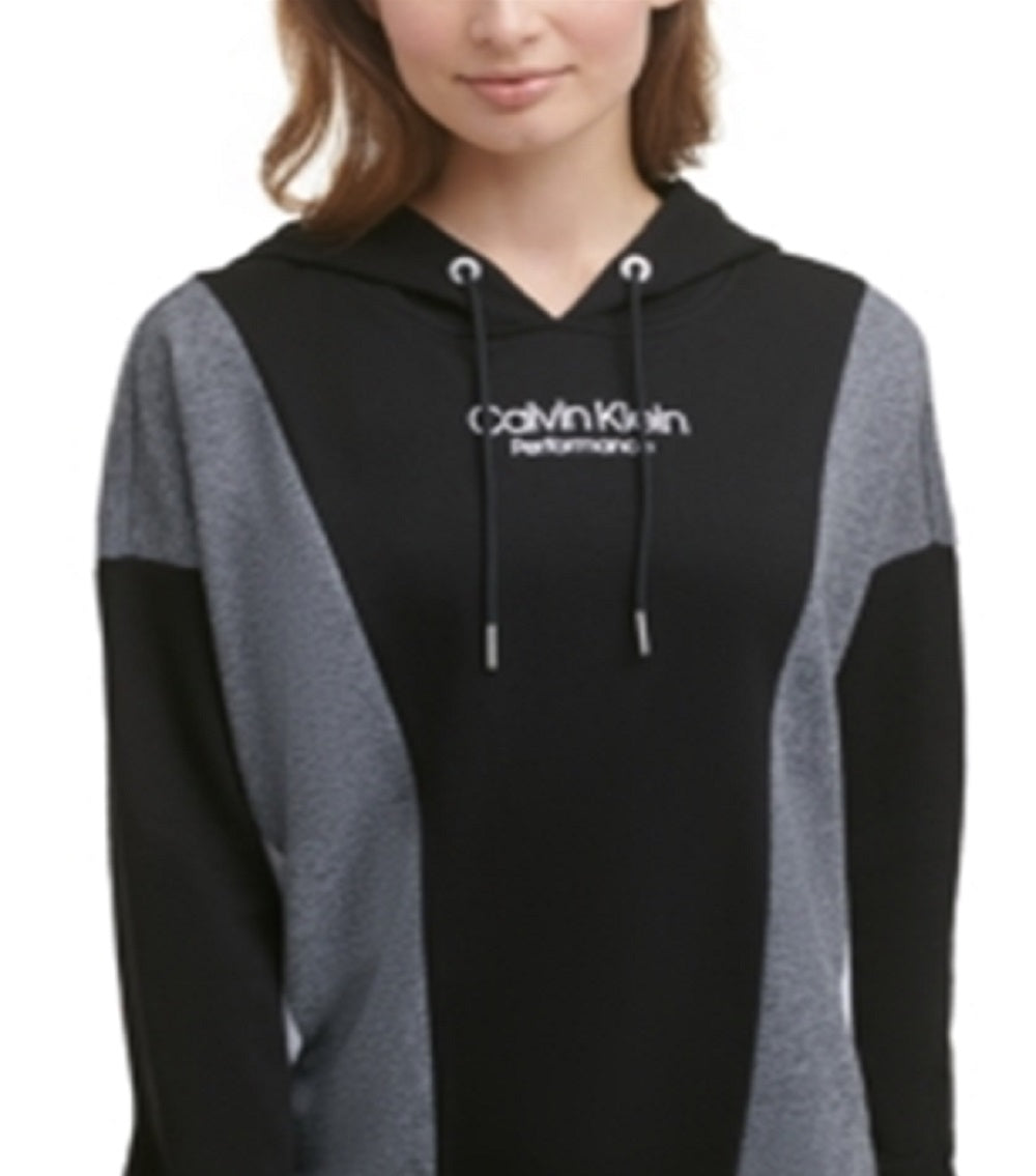 Calvin Klein Moletom Feminino Performance Colorblocked Preto Tamanho Médio