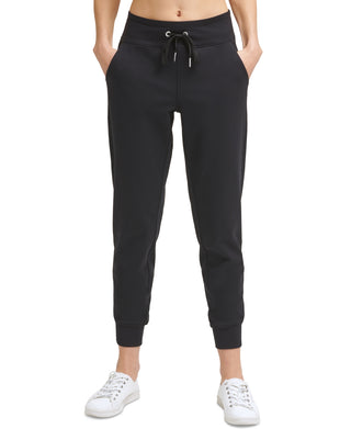 Calça jogger feminina Calvin Klein slim fit, comprimento total, preta, tamanho grande