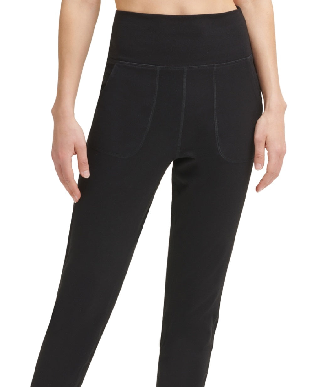Calça jogger feminina Calvin Klein Performance Slim Fit, comprimento total, preta, tamanho grande