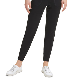 Calça jogger feminina Calvin Klein Performance Slim Fit, comprimento total, preta, tamanho grande