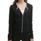 Calvin Klein Moletom com capuz feminino com zíper frontal, preto, tamanho médio