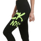 Calça legging Calvin Klein Graffiti Logo 7/8 feminina, verde, tamanho XX-G