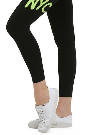 Calça legging Calvin Klein Graffiti Logo 7/8 feminina, verde, tamanho XX-G