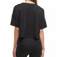 Blusa curta Calvin Klein feminina com logo Rainbow, preta, tamanho médio