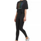 Blusa curta Calvin Klein feminina com logo Rainbow, preta, tamanho médio