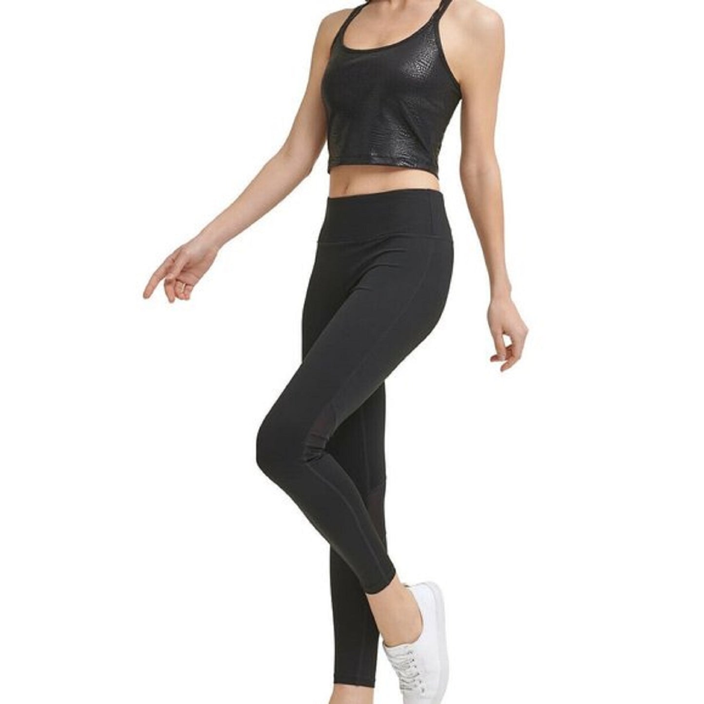 Calvin Klein Regata Feminina Estampada com Alças nas Costas Preta Tamanho Médio